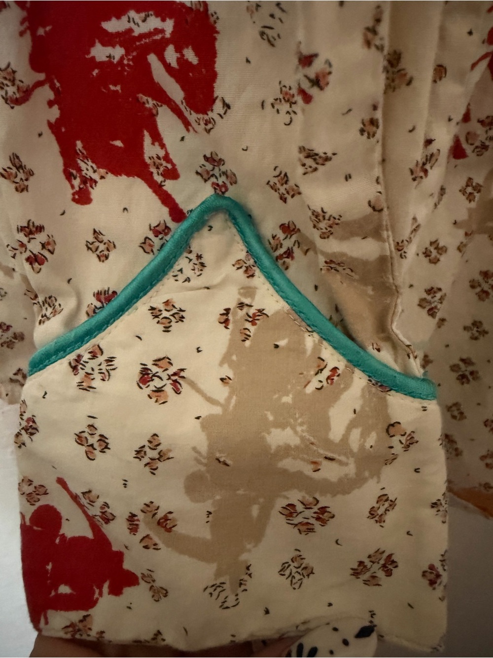 Wrangler Cream Western Button-Down with Red Turquoise Horse Print - M - Picture 7 of 10